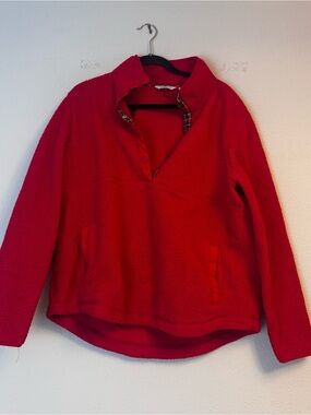 Vineyard Vines Cozy Red Fleece Pullover Sweater for Women